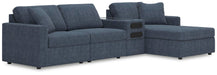 Modmax 4-Piece Sectional with Chaise - RAF Corner Chaise, Armless Chair, Console with Audio System, LAF Corner Chair