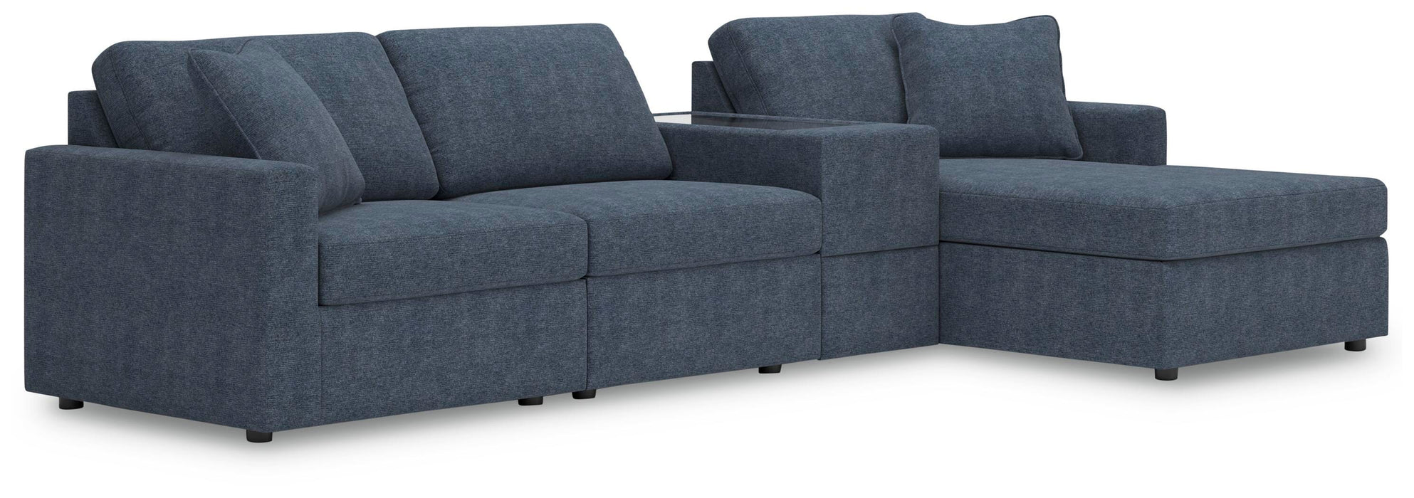 Modmax 4-Piece Sectional with Chaise - RAF Corner Chaise, Armless Chair, Console with Storage, LAF Corner Chair