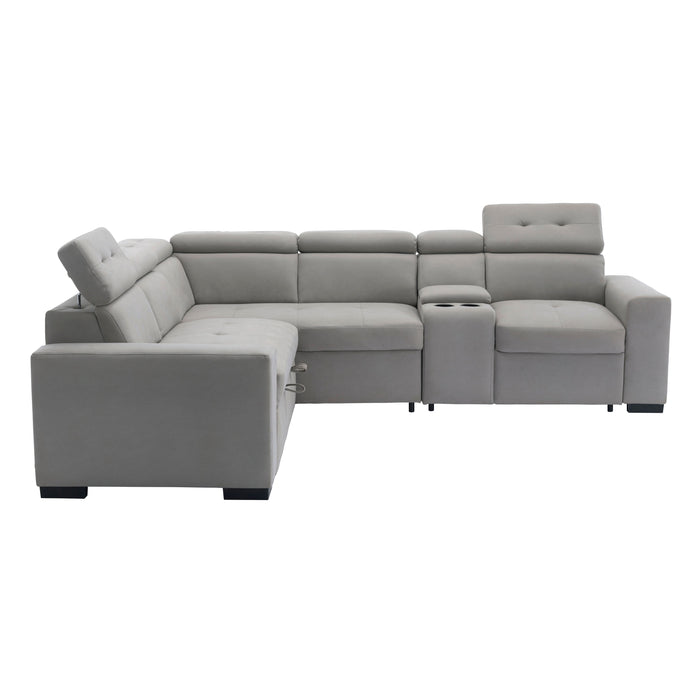 Farrah (3)3-Piece Sectional with Adjustable Headrests, Pull-out Bed and Console