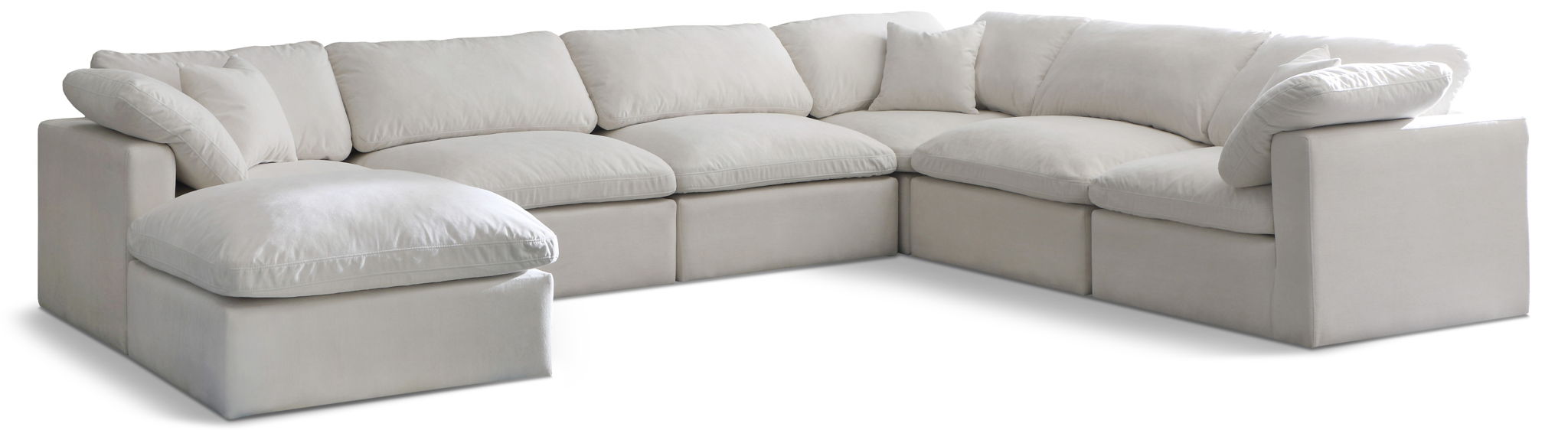 Plush 140" Velvet Upholstered Standard Comfort 7pc. Modular Sectional
