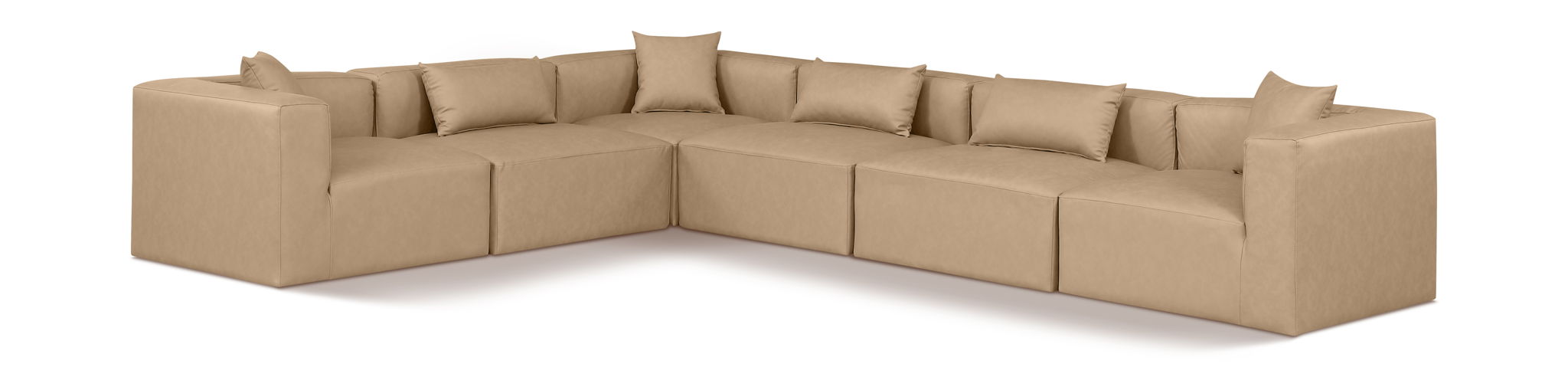 Cube 144" Vegan Leather Upholstered 6pc. Modular Sectional