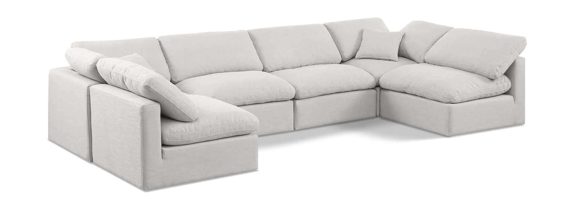 Indulge 140" Linen Textured Fabric Upholstered 6pc. Modular Sectional