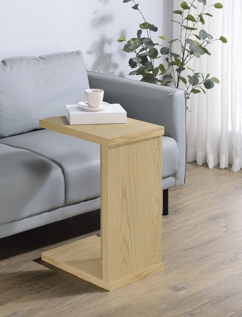 Mesa auxiliar para sofá en forma de C de madera de ingeniería Clower, roble claro