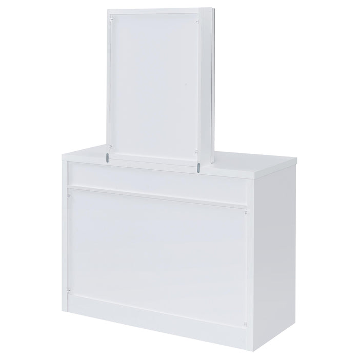 Bunbury Makeup Vanity Table Set Storage Mirror and Stool White