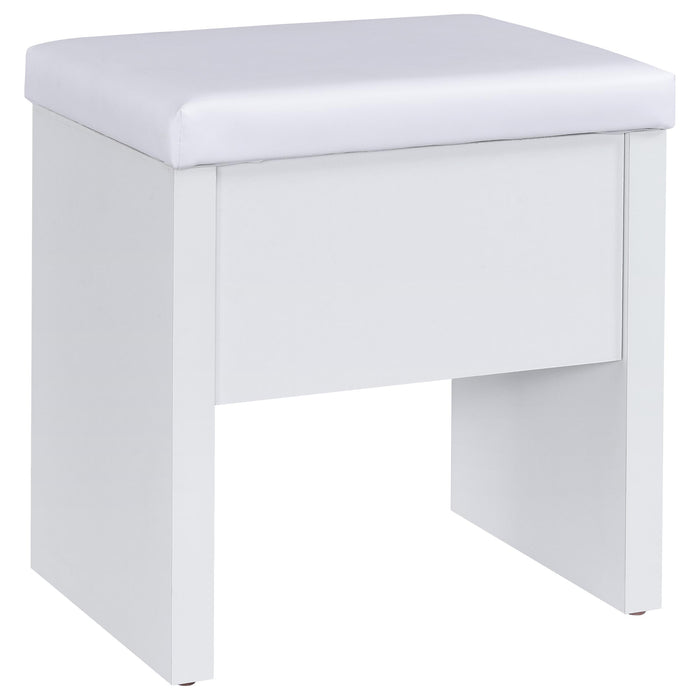 Bunbury Makeup Vanity Table Set Storage Mirror and Stool White