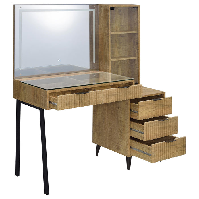 Souza 5-Drawer Makeup Vanity Table With LED Mirror Mango