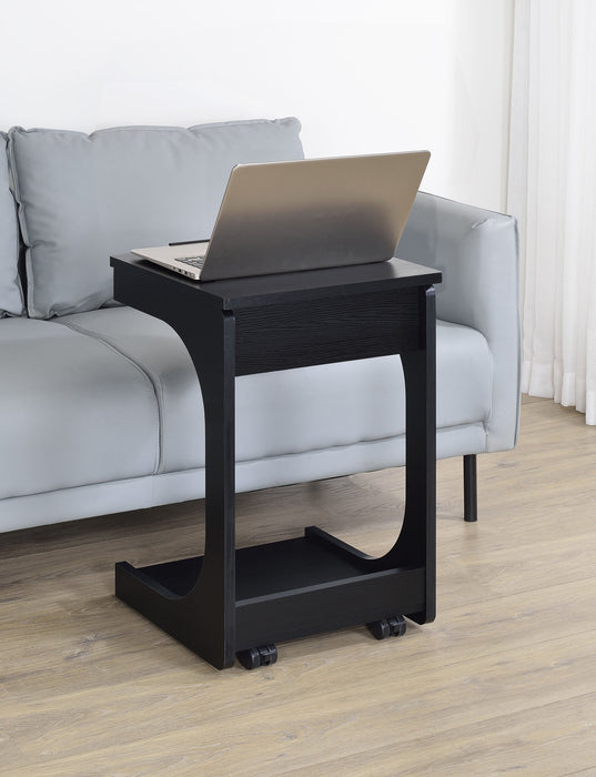 Mesa auxiliar para sofá Ralston en forma de C con tablero elevable y ruedas, roble claro