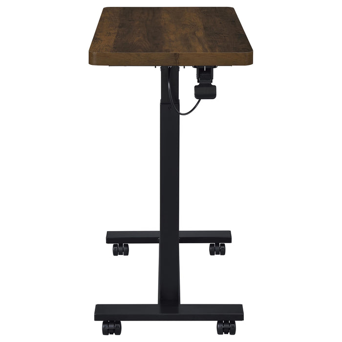 Westpark Pneumatic Adjustable C-Shape Side Table with Casters Dark Pine