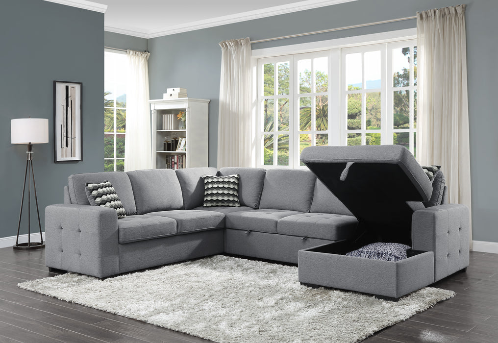 Solomon (4)4-Piece Sectional with Pull-out Bed and Right Chaise with Hidden Storage