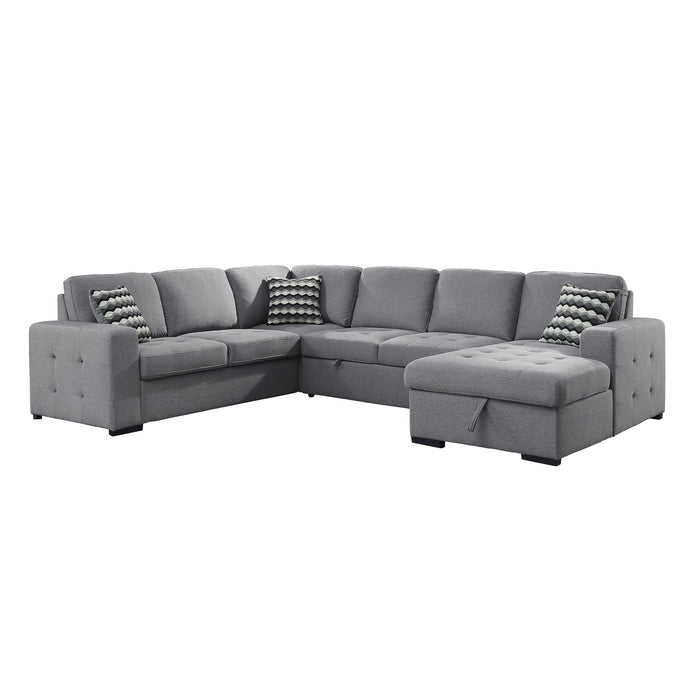 Solomon (4)4-Piece Sectional with Pull-out Bed and Right Chaise with Hidden Storage