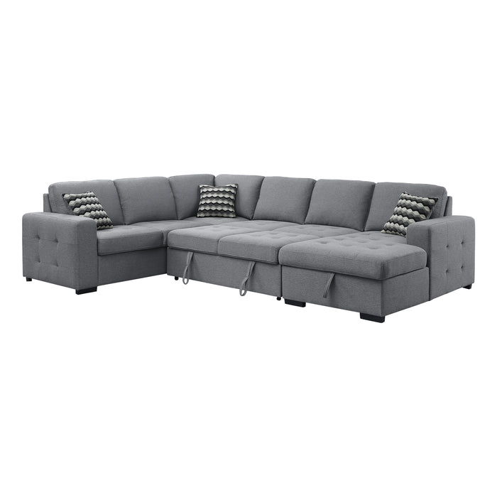 Solomon (4)4-Piece Sectional with Pull-out Bed and Right Chaise with Hidden Storage