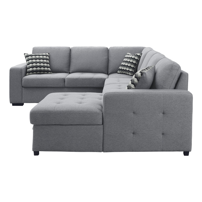 Solomon (4)4-Piece Sectional with Pull-out Bed and Right Chaise with Hidden Storage