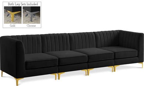 Sofá modular tapizado de terciopelo Alina de 116.5" de 4 piezas