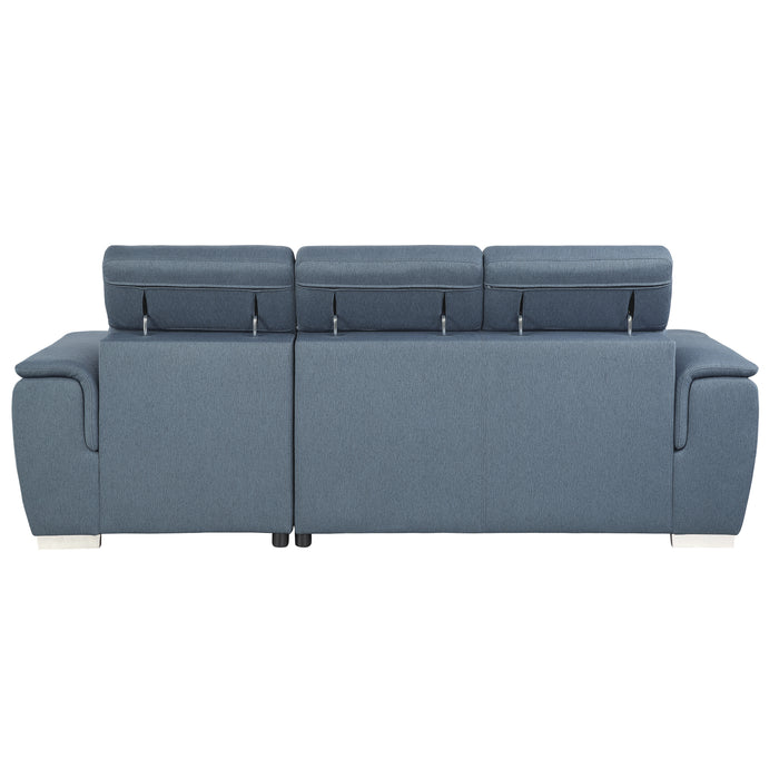 Berel (2)2-Piece Sectional with Adjustable Headrests, Pull-out Bed and Right Chaise with Hidden Storage