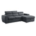 Berel (2)2-Piece Sectional with Adjustable Headrests, Pull-out Bed and Right Chaise with Hidden Storage