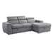 Berel (2)2-Piece Sectional with Adjustable Headrests, Pull-out Bed and Right Chaise with Hidden Storage