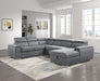 Berel (4)4-Piece Sectional with Adjustable Headrests, Pull-out Bed and Right Chaise with Hidden Storage