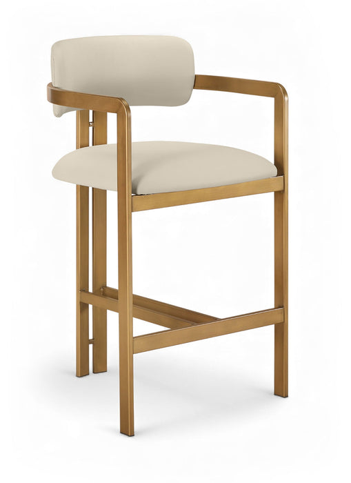 Aurum Vegan Leather Upholstered And Brushed Brass Iron Frame Counter Stool