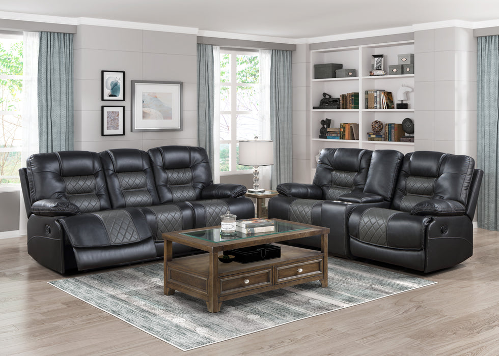 Fabian Double Reclining Sofa with Center Drop-Down Cup Holders, Receptacles and USB Ports