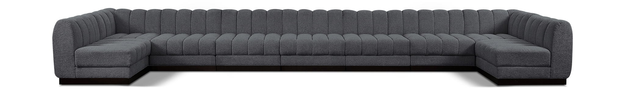 Quinn 229" Chenille Fabric Upholstered 9pc. Modular Sectional