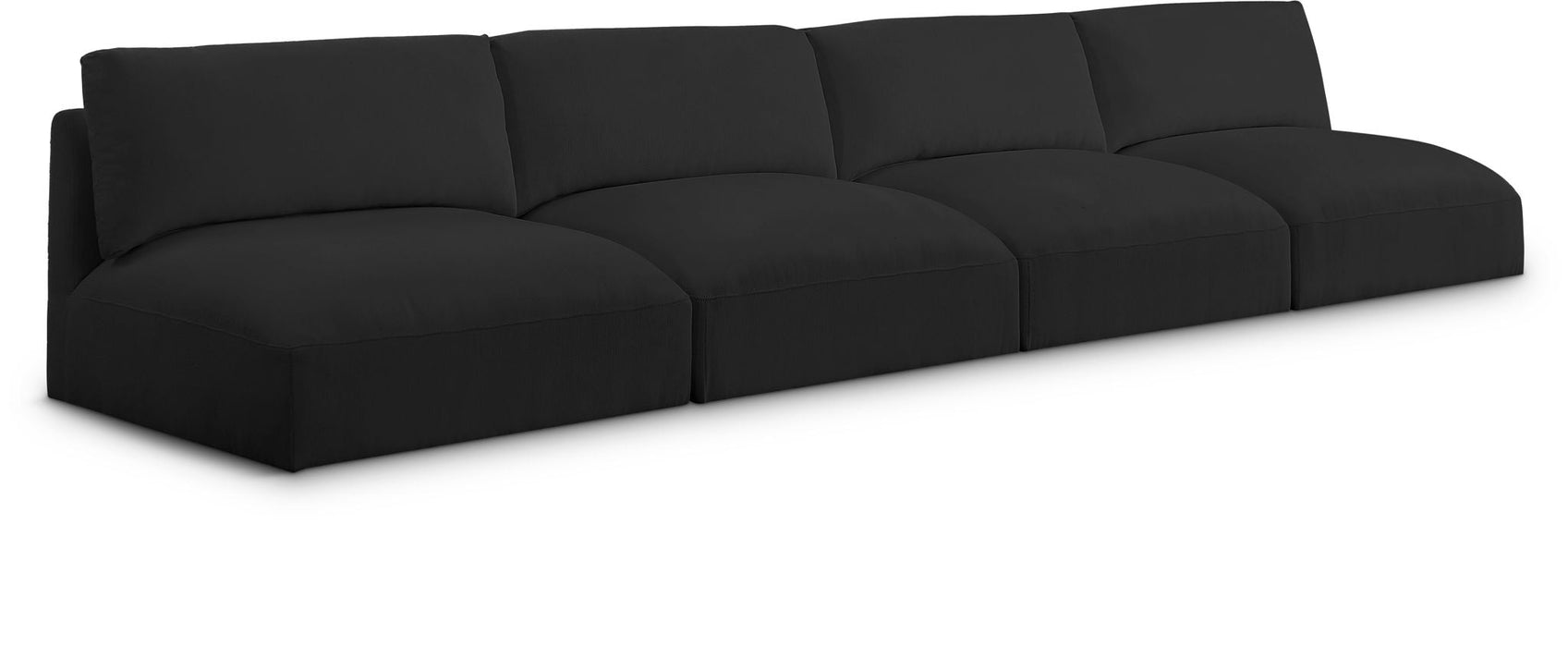 Ease 152" Fabric Upholstered 4pc. Armless Modular Sofa