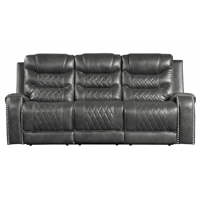 Putnam Double Reclining Sofa with Center Drop-Down Cup Holders, Receptacles and USB Ports