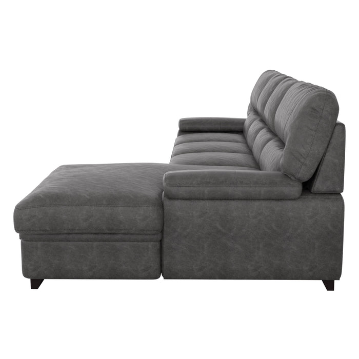 Michigan (2)2-Piece Sectional with Pull-out Bed and Right Chaise with Hidden Storage