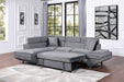 Cruz 2-Piece Sectional with Adjustable Headrests, Pull-out Bed and Left Chaise