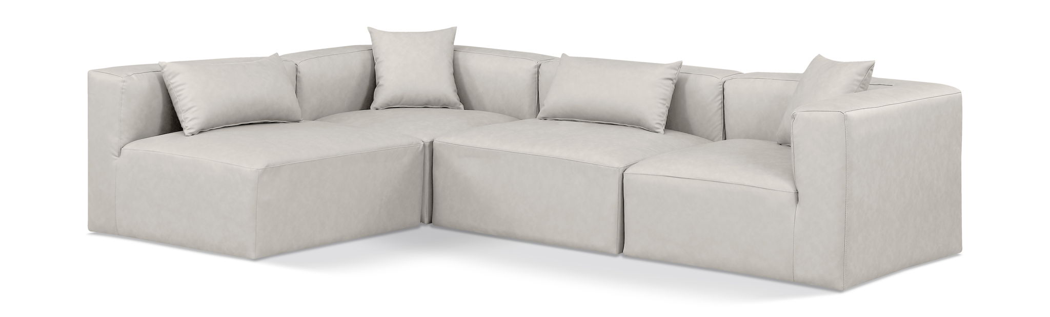 Cube 108" Vegan Leather Upholstered 4pc. Modular Sectional
