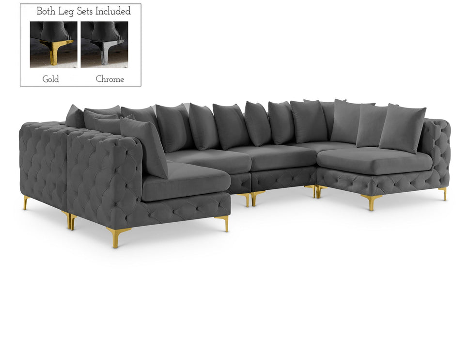 Tremblay 139" Velvet Upholstered 6pc. Modular Sectional