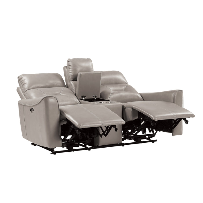 Burwell Power Double Reclining Love Seat with Center Console and USB Ports