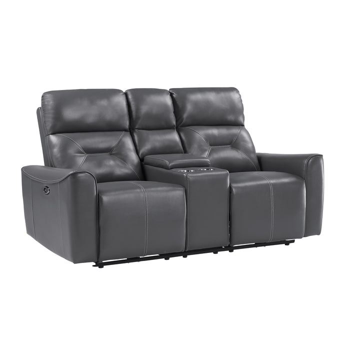Burwell Power Double Reclining Love Seat with Center Console and USB Ports