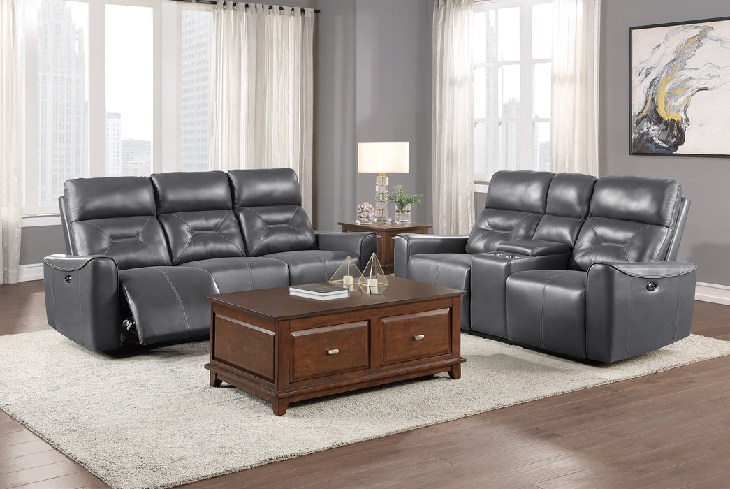 Burwell Power Double Reclining Love Seat with Center Console and USB Ports