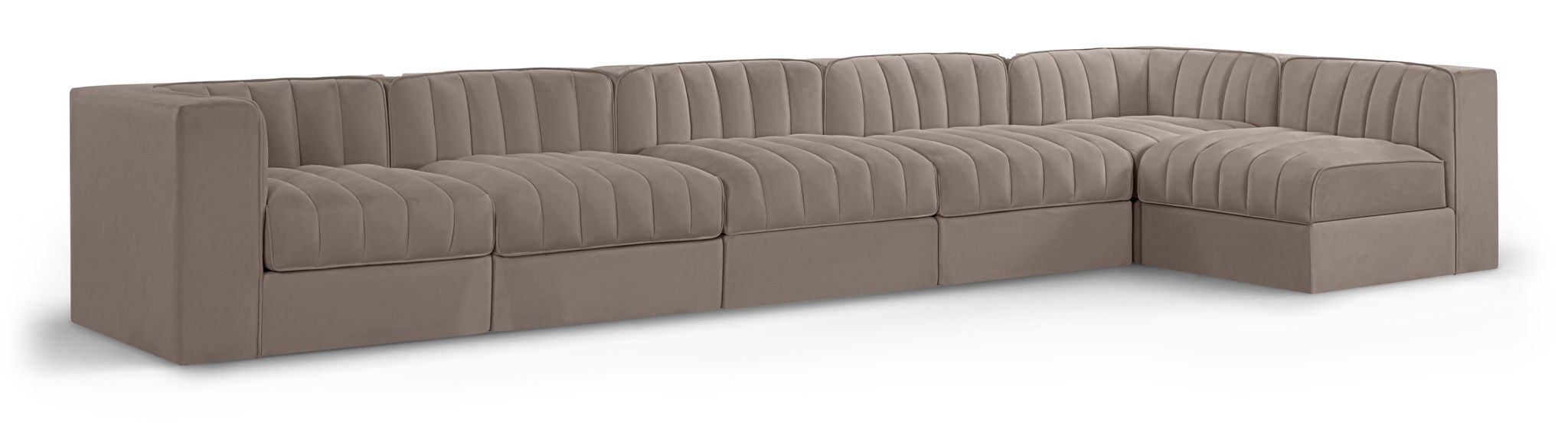 Rummi 155" Velvet Performance Fabric Upholstered 6pc. Modular Sectional
