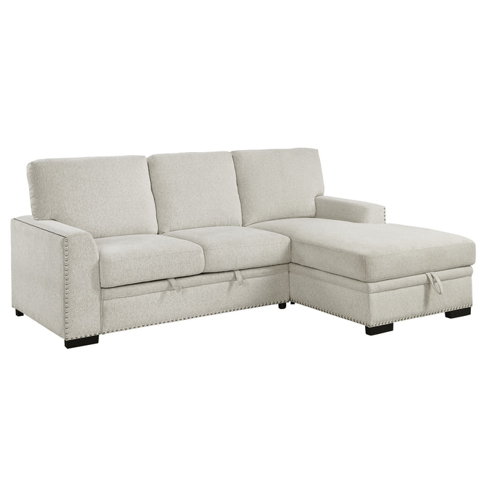 Morelia (2)2-Piece Sectional with Pull-out Bed and Right Chaise with Hidden Storage