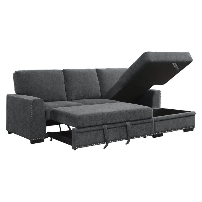 Morelia (2)2-Piece Sectional with Pull-out Bed and Right Chaise with Hidden Storage