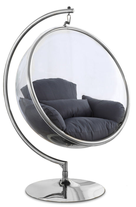 Luna Acrylic And Fabric Upholstered Swing Bubble Accent Chair