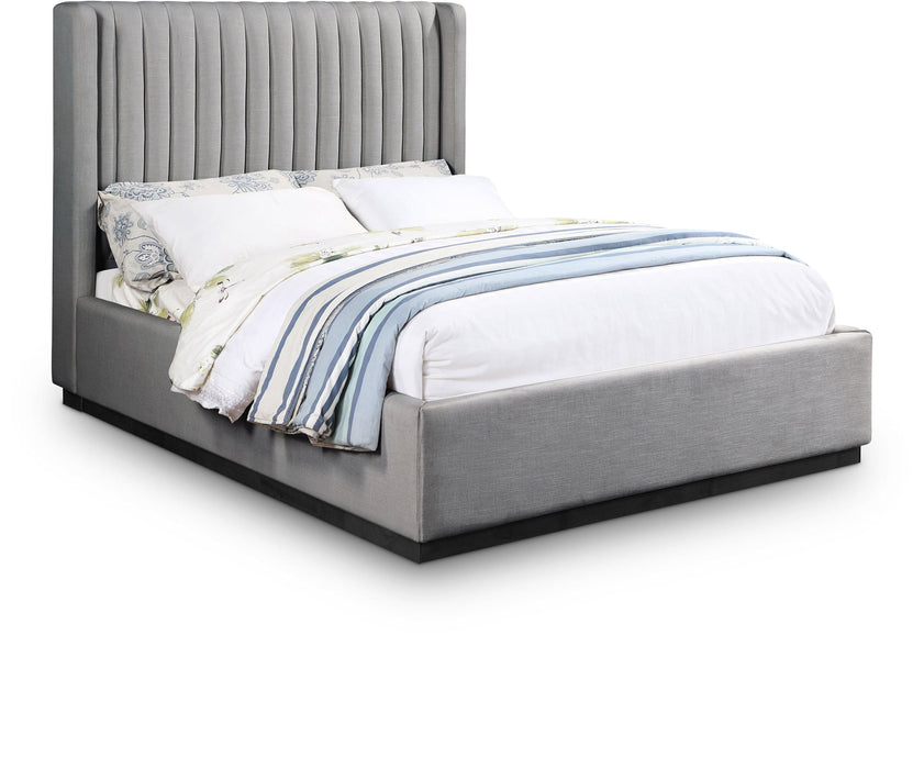 Logan Linen Textured Fabric Upholstered Bed