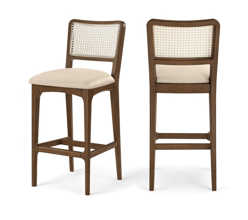 Atrium Cane Back And Vegan Leather Upholstered Seat Bar Stool