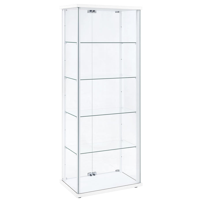 Delphinium 4-Shelf Clear Glass Curio Display Cabinet White