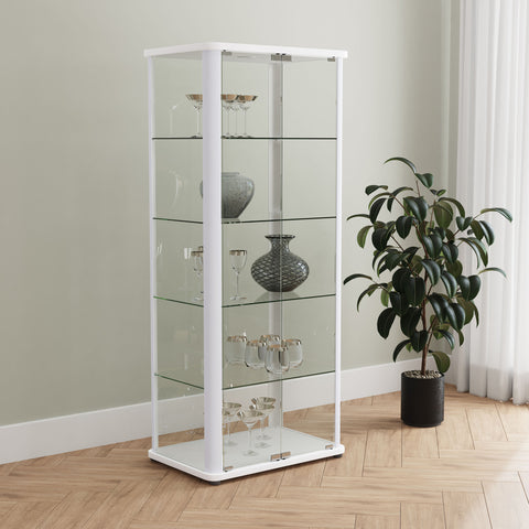 Vitrina expositora Aero de 5 estantes con iluminación LED, blanca