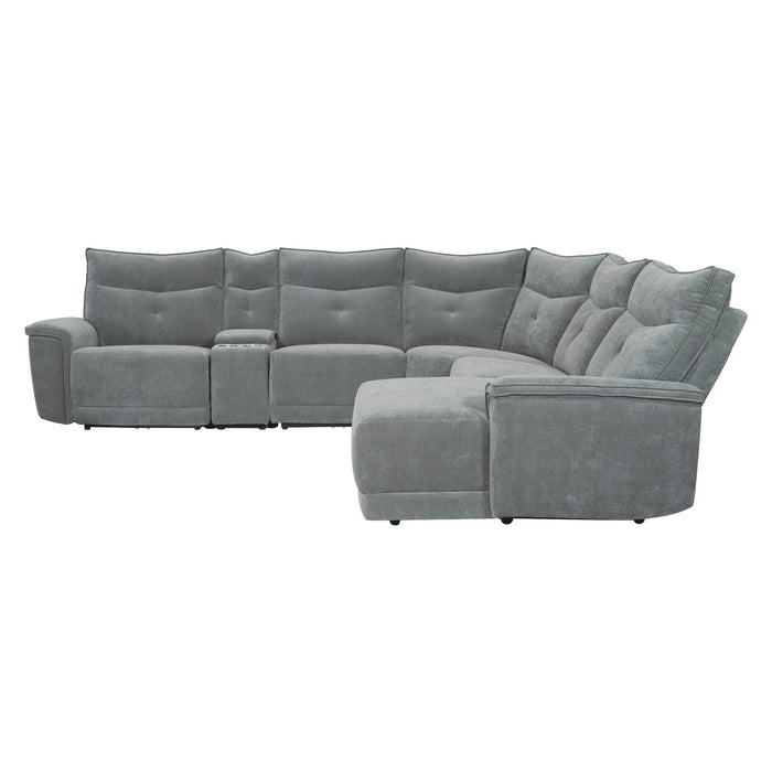 Tesoro (6)6-Piece Modular Power Reclining Sectional with Power Headrests, Right Chaise and USB Ports