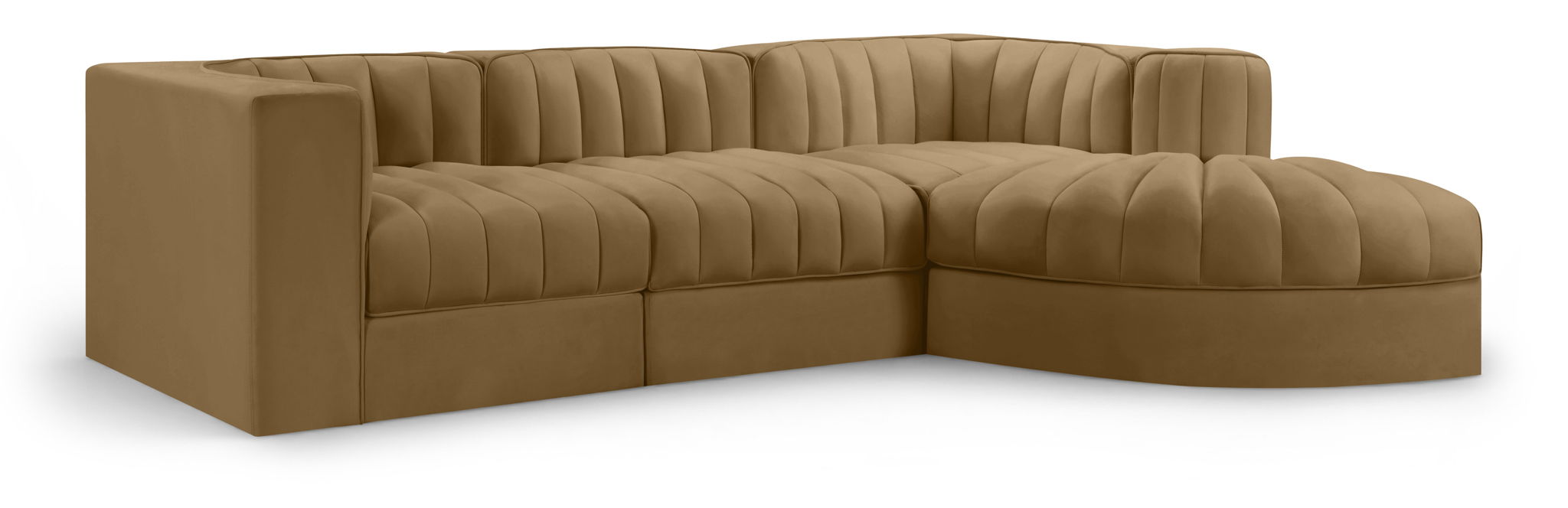 Rummi 97" Velvet Performance Fabric Upholstered 4pc. Modular Sectional