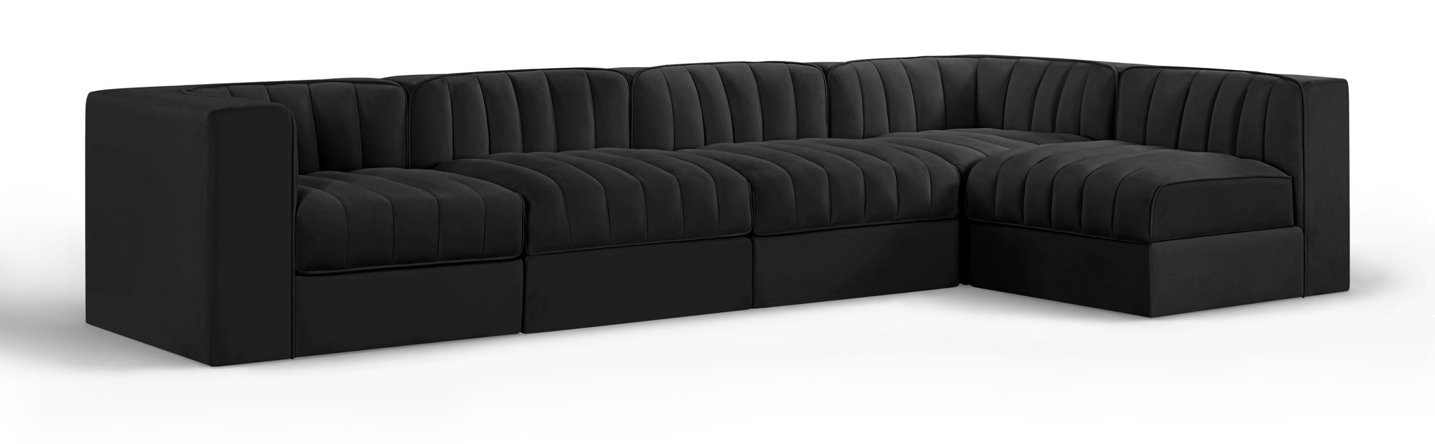 Rummi 126" Velvet Performance Fabric Upholstered 5pc. Modular Sectional