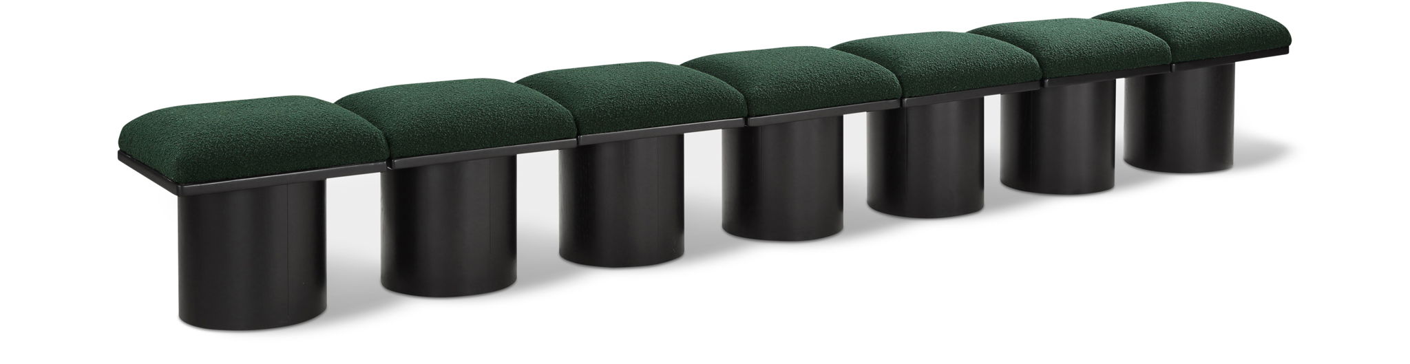 Banco modular tapizado de bouclé Pavilion de 7 piezas