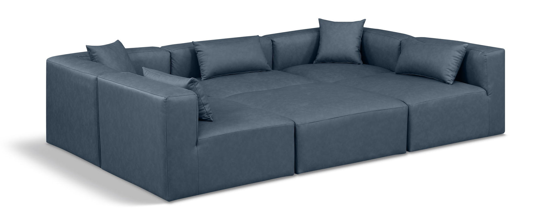 Cube 108" Vegan Leather Upholstered 6pc. Modular Sectional