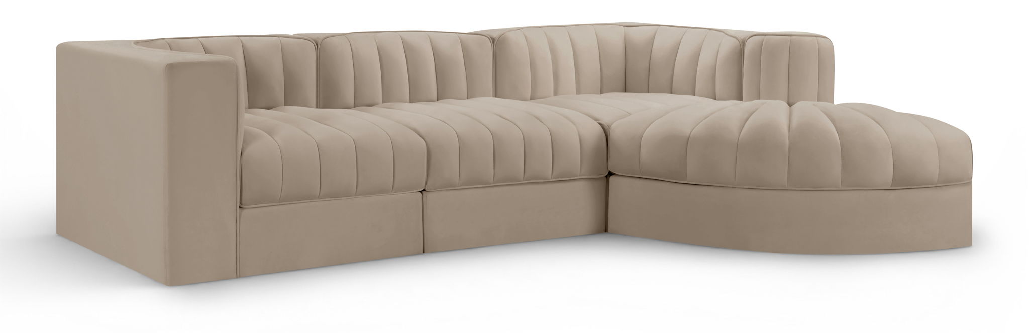 Rummi 97" Velvet Performance Fabric Upholstered 4pc. Modular Sectional