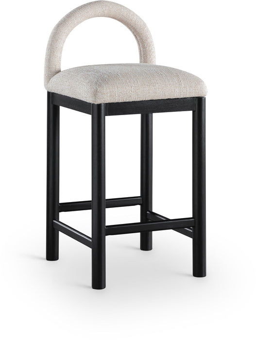 Taburete de mostrador tapizado de tela con textura de lino Conrad