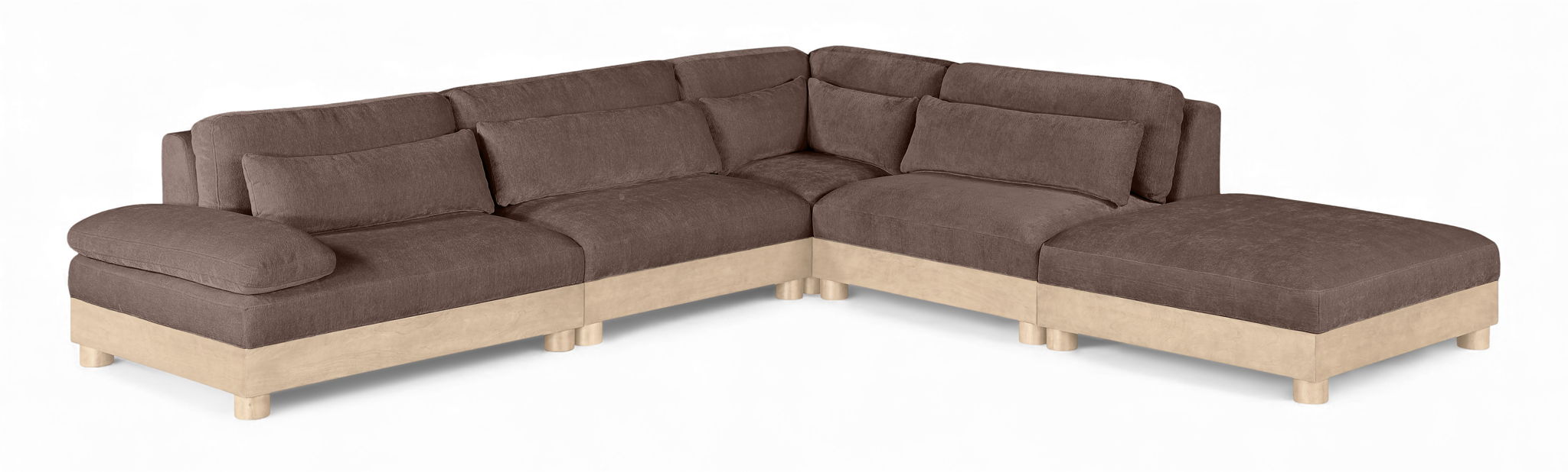 Turin 120" Chenille Fabric Upholstered 5pc. Modular Sectional