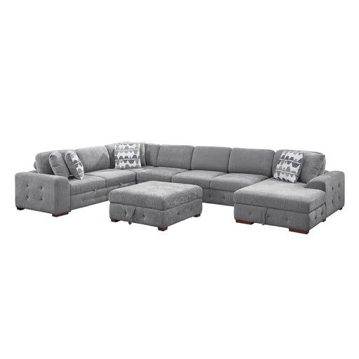 9624GY*62L1ACRCOT 6-Piece Sectional with Right Chaise, Pull-out Bed and Ottoman